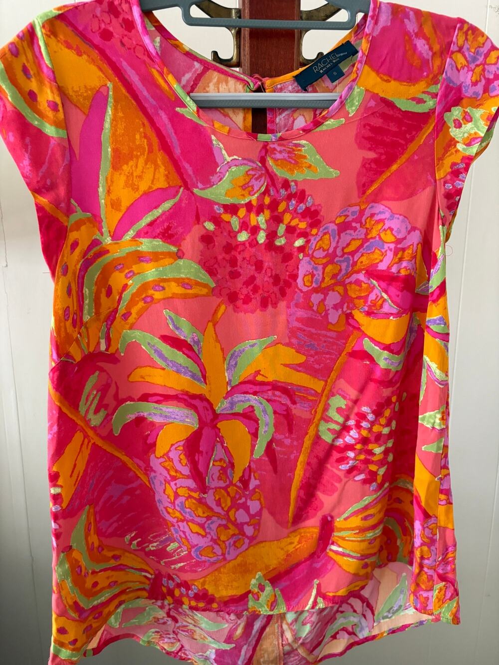 RACHEL Rachel Roy Tropical Colors Blouse Sz Small